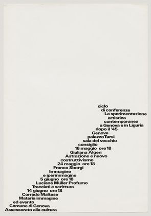 A. G. Fronzoni. Ciclo di Conferenze. La Sperimentazione Artistica Contemporanea a Genova e in Liguria dopo il '45. 1979