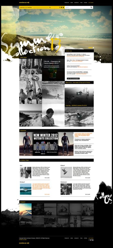I like the idea of transitions. The main body of the site is still easy to design and build, but the footer and header are blended in a non web way. Great ideas here. Web | Soöruz Concept on Behance